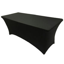 6&#39; ft. Spandex Fitted Stretch Tablecloth Table Cover Wedding Banquet Party Black - £15.68 GBP
