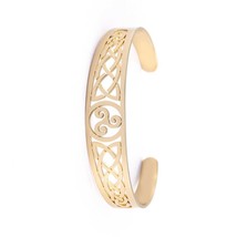 Celtic Triskelion Bracelet Gold Stainless Steel Norse Triskele Cuff Bangle - £16.02 GBP