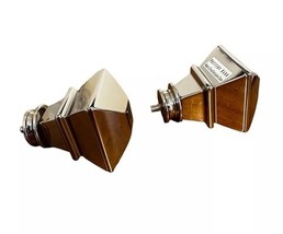 Pottery Barn Curtain Rod Finials Set of 2 High Polished Silver Tone Square - $29.67