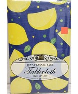 Peva Vinyl Flannel Back Tablecloth, 52&quot;x90&quot;Oblong (6-8 people) LEMONS ON... - $14.84