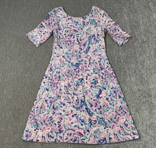 Lilly Pulitzer Celia Terry Dress Womens Small White Blue La Playa Fit Flare - $34.64