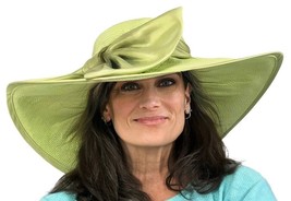 Vintage &quot;Something Special&quot; Edwardian Style Green Summer Hat Derby 20&quot; W... - $78.83