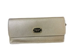 Michael Kors Gold Leather Clutch Women’s Wallet Organizer with Logo - £22.05 GBP
