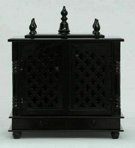 Handmade Hindu Pooja Mandir with BELLS And Door Lighting Wooden Temple w... - $1,171.57