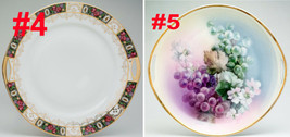 Antique 1912 German Serving Platters Flowers Wine Grapes 22K Gold Trim 10.25 In - £3.89 GBP