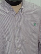 Men&#39;s XXL Coogi Long Sleeve Shirt White &amp; Purple Stripe 100% Cotton - $13.49