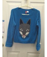 H&amp;M Divided Fox Face Blue Wool Sweater Womens Juniors Size 6 - £11.62 GBP