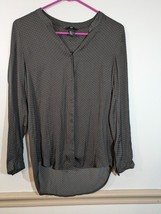 H&amp;M Women’s Button Front V-Neck Blouse Charcoal Gray Long Sleeve Size 2 - $10.74 CAD