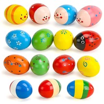 15 Pcs Wooden Percussion Musical Egg Maracas Egg Shakers Easter Props - £23.90 GBP