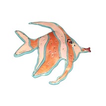 Heather Goldminc Kissy Fish Wall Plaque | Blue Sky Clayworks 2005 Whimsi... - $44.95
