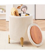 Elegant Round Velvet Ottoman—23Qt Storage, Padded Seat, Sturdy, Multi-fu... - $95.72 CAD