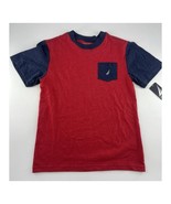 Nautica Boys&#39; Crew Neck Solid Shirt Blue Red Size Medium 10/12 Short Sle... - €9,88 EUR