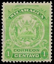 1909 NICARAGUA Stamp - Coat Of Arms, 1c 1594 - £1.14 GBP