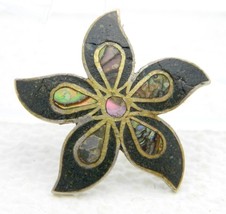 VTG Sterling Silver .925 A.GARCIA Mother of Pearl Abalone Flower Pin Brooch - £37.91 GBP