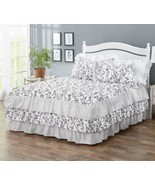 American Home Triple Ruffle Bedspread Valley Tolle/Black And White Queen... - $37.99
