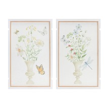 Framed Floral &amp; Butterfly Print (Set of 2) 12.5&quot;L x 19&quot;H MDF/Paper - £45.04 GBP