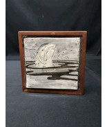 Vtg Signed Studio Art Pottery Painted Tile Rising Trout Fish Encased Art... - $37.39