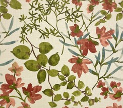 Ballard Designs Alesia Green Floral Vine Multiuse Linen Fabric 1 Yard 54&quot;W - £22.41 GBP