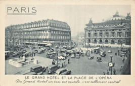 Parigi Francia ~ Le Grand Hotel &amp; La Luogo De L&#39;Opera ~1939 Cartolina Russell - £7.21 GBP
