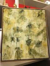 Signed Framed Abstract Oil Painting by Listed Artist Elva Levy Greens Yellows - £1,245.58 GBP