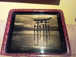 Japanese orotone photograph of Itsukushima Shrine at sea (single piece) - £695.16 GBP