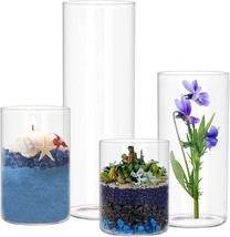 Set Of 4 Glass Cylinder Vases, Table Flowers Vase, And Clear, And 11 Inch). - £31.84 GBP