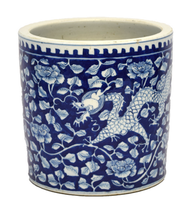 Vintage Style Porcelain Pot Dark Blue Dragon - £109.90 GBP