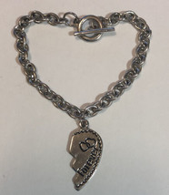 Friendship Heart Shaped Charm Bracelet in Silver Tone - £7.18 GBP