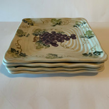 Set of 4 Plates Linens-n-Things With Grapes Pictures 9 X 9 - £29.15 GBP