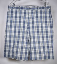 MICHAEL KORS Mens Blue Green White Plaid Shorts 34 - $35.64