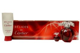 Cartier Delices De Cartier Perfume 3.3 Oz Eau De Toilette Spray 3 Pcs Gift  - £235.91 GBP