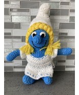 The Smurf&#39;s - Vintage Handmade Crochet Plush of Smurfette 16” Tall - $255.35 MXN