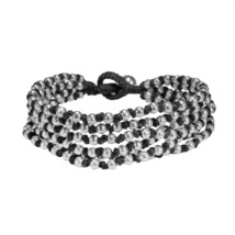 Silver Melody 6-Strands Cotton Rope Toggle Bracelet - £8.60 GBP