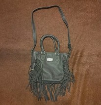 Trinity Ranch Black Tooled Embossed Fringe Boho Shoulder Handbag Cowboy ... - $37.36