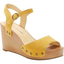 NEW LUCKY BRAND YELLOW LEATHER PLATFORM WEDGE SANDALS SIZE 8 M - £64.31 GBP