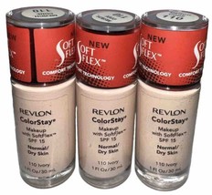 Pack Of 3 Revlon ColorStay Makeup with SoftFkex SPF 15 Normal/Dry #110 I... - £26.72 GBP