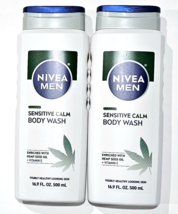 2 Pack Nivea Men Sensitive Calm Body Wash Enriched With Hemp Seed Oil Vi... - £20.59 GBP