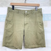 The North Face Twill Hiking Shorts Green 9.5&quot; Flat Front Cotton Blend Me... - £23.92 GBP