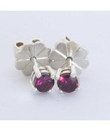 Rubellite Red Tourmaline 4 mm Rounds Silver Studs Post Ladies Earrings D... - £65.47 GBP
