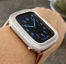 Bling apple watch series 4/5/6/face to facet rose gold zirconium wand - $91.21