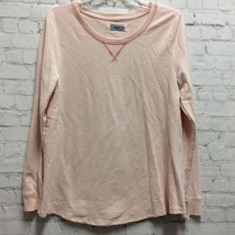 Azur Womens T-Shirt Pink Long Sleeve Pullover Jewel Neck Cotton Blend So... - £12.27 GBP