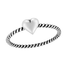 Young Love Sweet Mini Heart Sterling Silver Twisted Band Ring-8 - £7.02 GBP