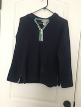 Sag Harbor Women&#39;s Blue 1/4 Zip Pullover Hoodie  Top Sweater Size Medium - $38.41