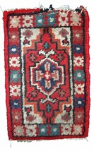 Handmade vintage Persian Hamadan rug 1.4&#39; x 2.2&#39; (42cm x 68cm) 1960s - 1... - $191.43 CAD