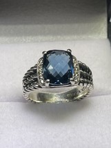 DAVID YURMAN Sterling Silver Sea Blue Topaz and Diamond Wheaton Ring  (S... - $345.00