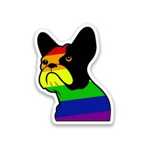 French Bulldog Frenchie Rainbow Vinyl Sticker 3.5&quot;&quot; Tall Includes Two St... - $11.68