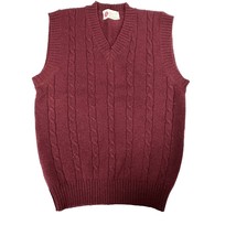 VTG Kings Road Sears Burgundy Wool Cable Knit Sweater Vest Mens M Academia - $914.23 MXN