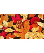 Fabric Concord House Fall Leaves of Gold Yellow w/Red Berries 6&quot; x 48&quot; $... - $4.53 CAD