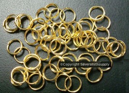 8mm Gold plated split rings jump rings 50pcs charm attachment or clasp FPC021A - £1.55 GBP