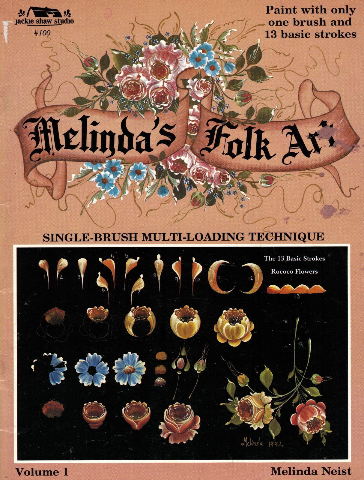 Tole Decorative Painting Melinda's Folk Art V1 Single Brush Melinda Neist Book - $12.74